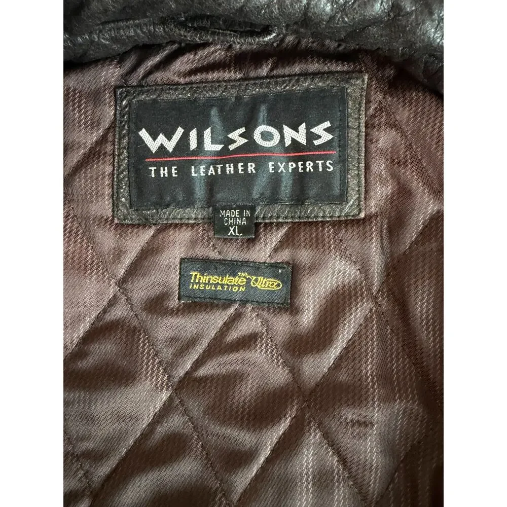 vintage Wilsons Leather Thinsulate Brown Bomber Jacket Men's Size X Large lined